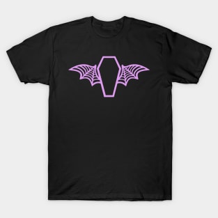 Batwing Coffin - Lavender on Black T-Shirt